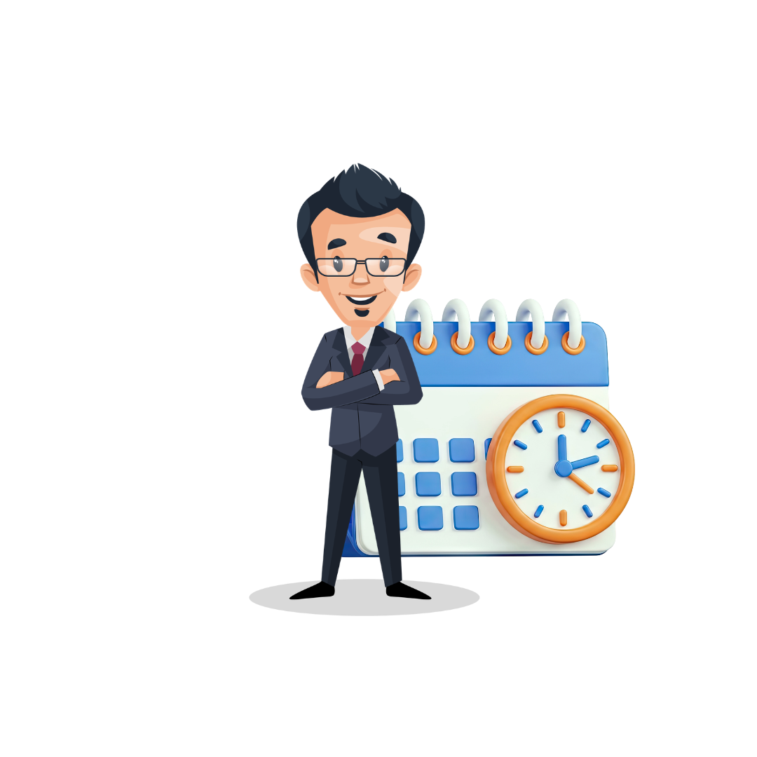 HR professional reviewing attendance calendar and clock for accurate payroll