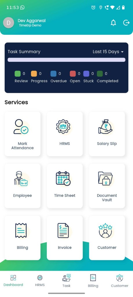 TimeERP Dashboard